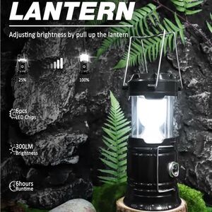 Solar Camping Lantern, Collapsible LED Solar USB Rechargeable Lantern Flashlight